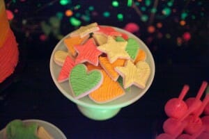 Neon 80's Birthday Party Dessert Table by Jenny Cookies Neon 80's Birthday Party Dessert Table by Jenny Cookies
