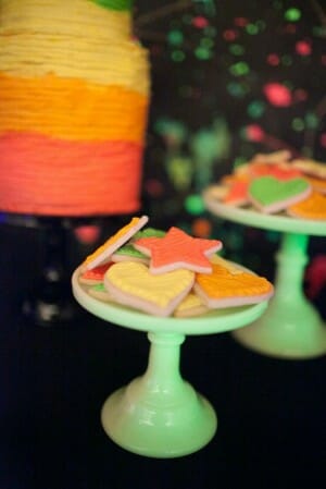 Neon 80's Birthday Party Dessert Table by Jenny Cookies Neon 80's Birthday Party Dessert Table by Jenny Cookies