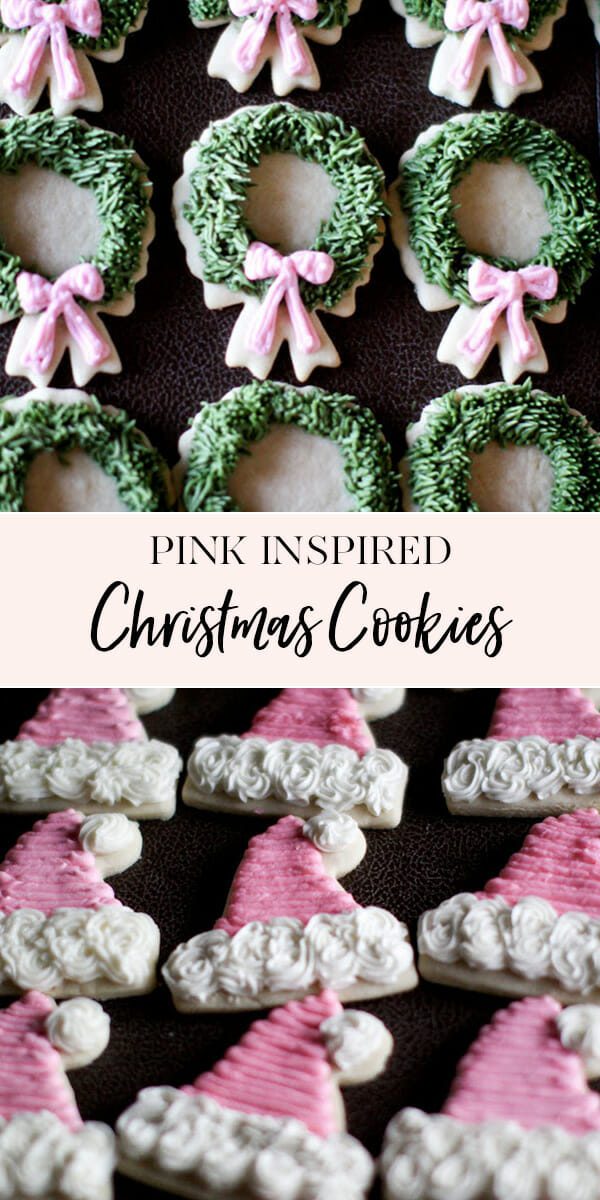 Whether you just love all things pink or you're celebrating a breast cancer survivor, these Pink Inspired Christmas Cookies are sure to bring joy and encouragement to your holiday table! || JennyCookies.com #christmas #christmascookies #breastcancerawareness #holidaycookies