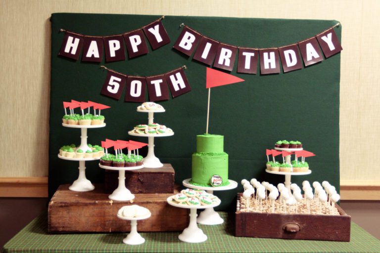 Microsoft 50th Birthday Golf Themed Dessert Table