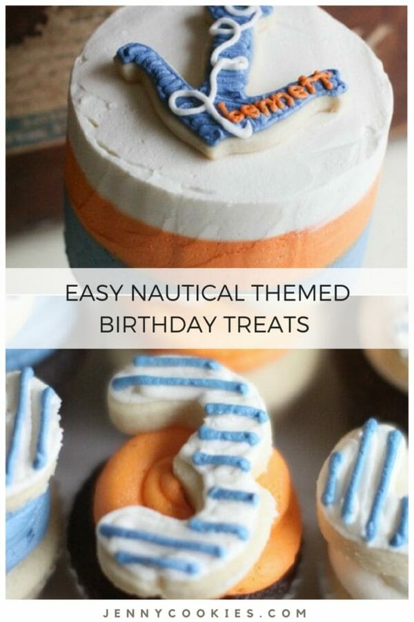 Colorful Nautical Birthday | nautical birthday theme | themed birthday parties for little boys | 3rd birthday party ideas | decorating for a nautical themed birthday party | themed party ideas | nautical birthday party decor | how to make anchor cookies | how to decorate for a nautical birthday party | boys birthday party ideas || JennyCookies.com