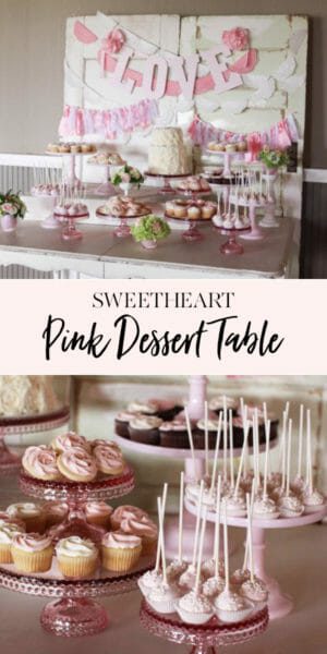 Sweetheart Pink Dessert Table | pink desserts | dessert table ideas | pink sweet treats | how to set up a dessert table || JennyCookies.com #desserttable #pinkdesserts #pinksweets #jennycookies