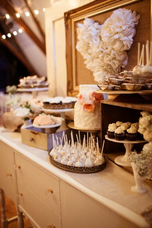 Buttercream, Burlap, & Ruffles | Wedding Dessert Table | dessert table ideas | wedding dessert ideas || JennyCookies.com #weddingdesserts #desserttables #weddings