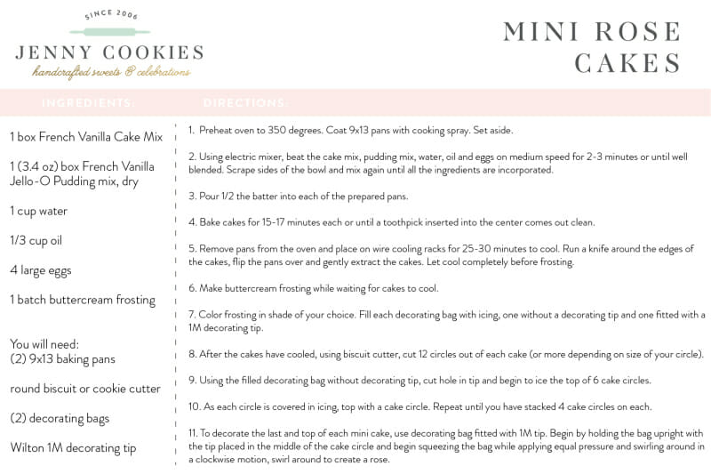 Jenny Cookies Mini Rose Cakes