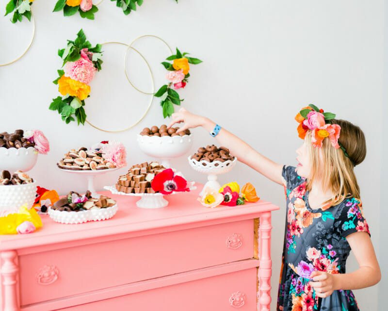 How to Host a Flower Crown Party | flower themed party ideas | hosting a flower themed party | party ideas for girls | girl party theme ideas | spring party decor | spring floral decor || JennyCookies.com