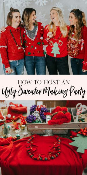 How to Host an Ugly Sweater Christmas Party | fun Christmas party ideas | fun holiday party ideas | party ideas for the holidays | holiday parties for adults | ugly Christmas sweaters || JennyCookies.com #uglychristmas #uglychristmassweater #holidayparty #christmasparty #jennycookies