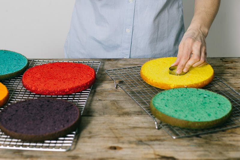 DIY Rainbow Surprise Cake | fun birthday cake ideas | rainbow cake recipes | surprise cake recipe | DIY cakes | homemade birthday cakes | how to make a rainbow cake | cake tutorials || JennyCookies.com #rainbowcake