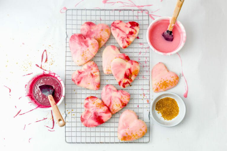 Dipped Buttercream Marbled Heart Cookies | The Fastest Way to Decorate Cookies