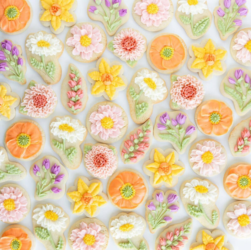 spring flower cookies