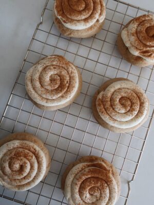 Cinnamon Swirl Cookies with Cream Cheese Frosting