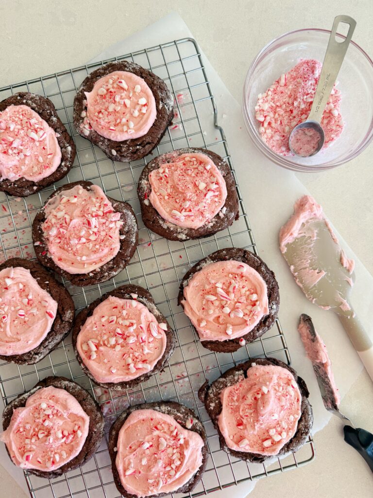 Chocolate Candy Cane Cake Mix Cookies 