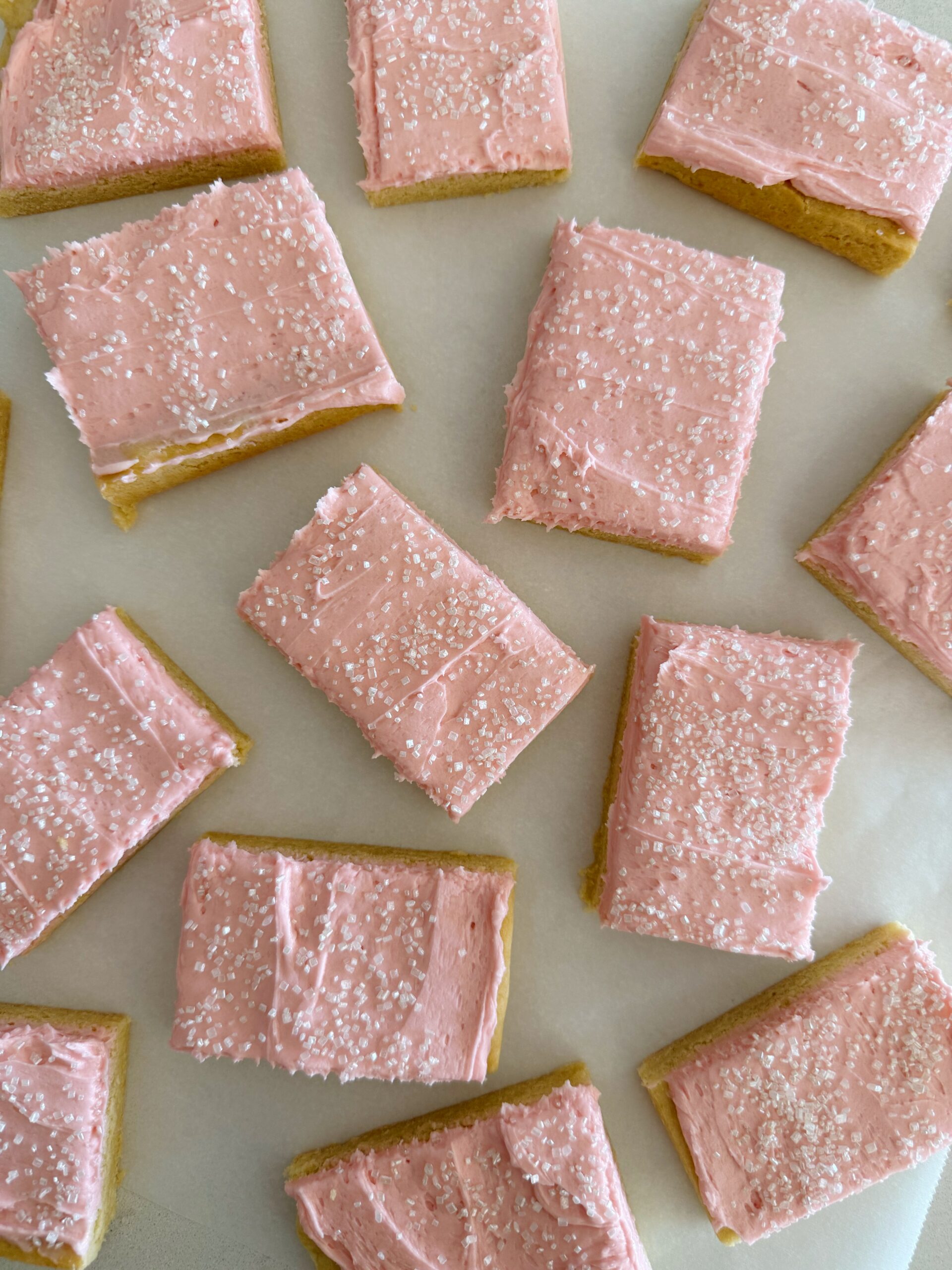 Sugar Cookie Bars with Sugared Almond Frosting