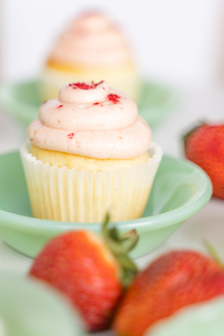 Vanilla Cupcakes with Strawberry Buttercream