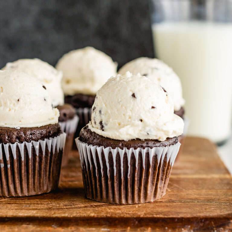 Chocolate Cupcakes with Cookie Dough Buttercream 