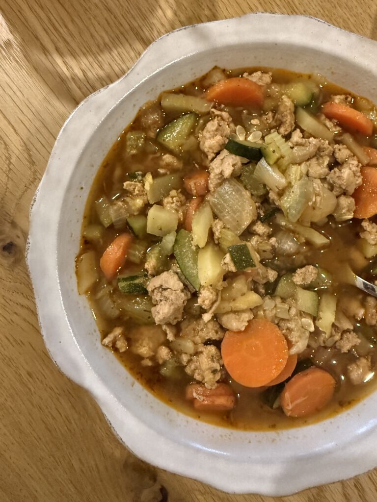 Healthy Ground Turkey Vegetable Soup (Beef Bone Broth Recipe)