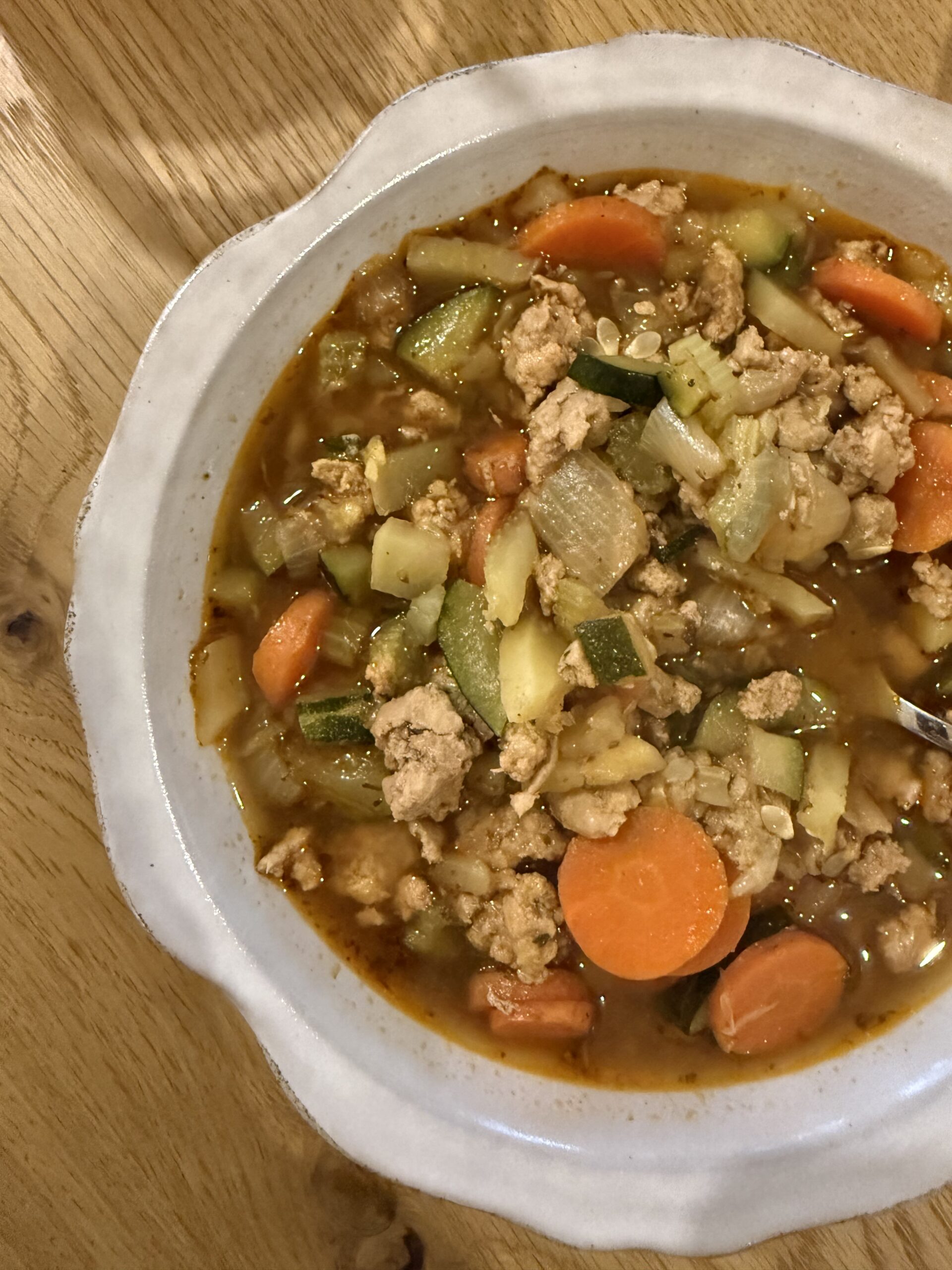 Healthy Ground Turkey Vegetable Soup (Beef Bone Broth Recipe)