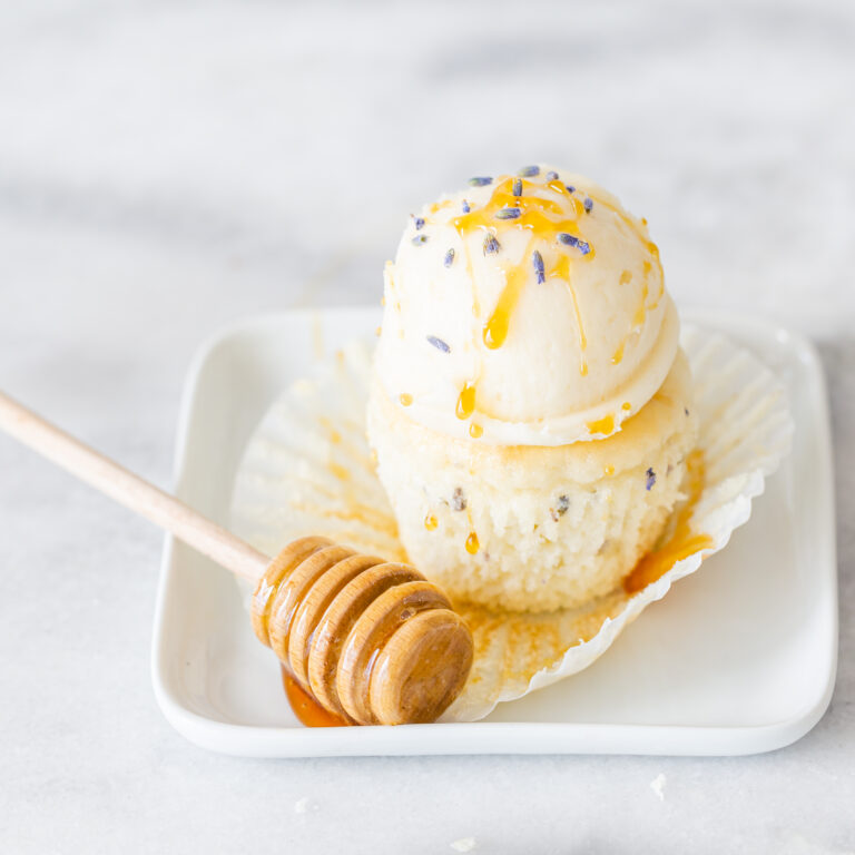 Honey Lavender Cupcakes with Honey Cream Cheese Frosting